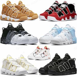 Original OG MER UPTEMPOS Basketbollskor Herrens kvinnor Tempos Scottie Pippen Obsidian Black White Bulls Hoops Pack Red Multi-Color OG Trainers Sport Sneakers