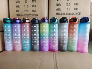 1000 ml dużych pojemności butelka z wodą oszustem ze słomkową plastikową kubek sportowy gradient na świeżym powietrzu kubki wodne wll1674