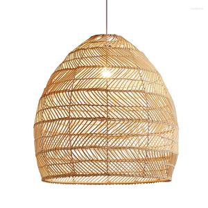 Pendant Lamps Modern Hand-woven Bamboo Lamp For Living Dining Room Home Decor Restaurant Hanging Lighting Fixtures Lights E27