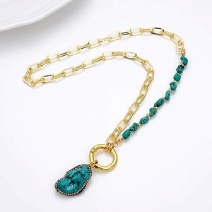 Pendanthalsband Natural Stone Agate Halsband Böhmen Stil Minimalistisk Metal O-Chain Baroque Pearl For Women 2022 Party Jewelry