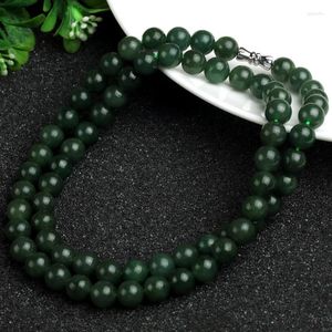 Frachtkette großhandel-Ketten natürliche Jade Halskette alte Grube Ein Frachtöl grün Voller Perlen Runde Perlen Männer und Frauen