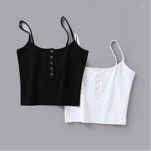 Tanques femininos 2022 Mulheres Strap Crop Top Top Sexy Backless Fakage Navel Sólido Tanque de camisola Solid Tampo Breathable Breathable