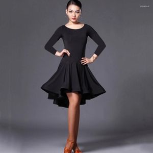 Stage Wear Latin Dance Skirt Woman Practice Dress 2022 Performance Red Black Long Short Sleeve Lain Rumba Cha