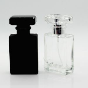 Refillable Glass Spray Perfume Bottles Clear Black Empty Bottle 50ml