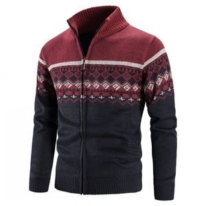 Mens Sweaters Kış Sweater Hırka Erkekler Standup Yaka İnce Kalın Velvet Kalın Sweater Sweater Mens Hardigan Ceket M3XL Boyut 220921