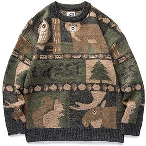 Мужские свитеры зимние винтажные японские милые медведя вязаные пуловер хип -хоп Хараджуку