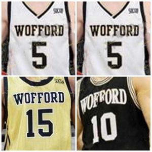 NIK1 NCAA COLLEGE WOFFORD TERRIERES BASKETBALL JERSEY 14 DREW COTTRELL 15 TREVOR STUMPE 21 TRAY HOLLOWELL 24 KEVE ALUMA CUSTITY STITCED