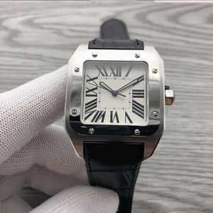 Relógio de luxo masculino com mostrador quadrado branco 40mm vidro de cristal de safira numeral romano marca de tempo fecho dobrável relógio automático