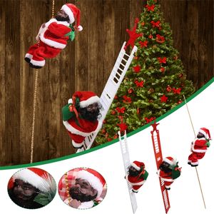 Christmas Decorations Electric Santa Claus Climbing Ladder Plush Toy Doll with Music Battery Operated Christmas Decoration Gift for Kids Xmas Ornament 220921