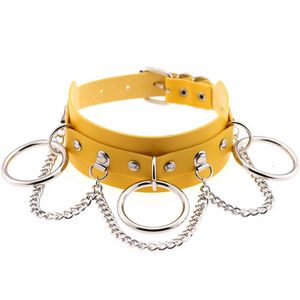 UPDATE Sexy PU Leather Collar Chokers Adjustable Exotic Nightclub O-ring Chain Choker Necklace Neck Ring for Women Fashion Jewelry