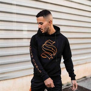 Herrtröjor tröjor avslappnade tunna hoodies bodybuilding tröjor män gym