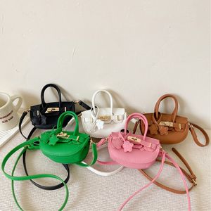 Lady style children handbags kids candy color single shoulder bags girls PU leather crossbody princess bag Q8753