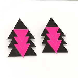 Pendientes de sementales Kuguys Long Long Trendy Pink Black Triangle Big Paring para mujeres accesorios de moda geométrica acrílico