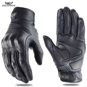 Beş Parmak Eldiven Vintage Deri Motosiklet Yarışı Eldiven Erkek Kadın Motosikletçi Guantes Moto Luvas Fuling Finger Motocross MTB Biker Eldiven 220921