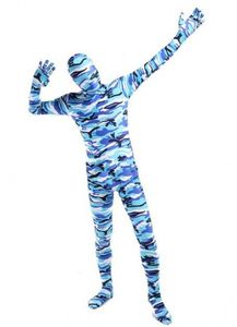 Lycar Spandex Catsuit Costumes Blue Camo Costume Zentai Full Body Cosplay Jumpsuit