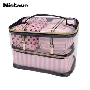 Cosmetic Bags Cases PVC Transparent Cosmetic Bag Organizer Travel Toiletry Bag Set Pink Beauty Case Makeup Case Beautician Vanity Necessaire Trip 220921