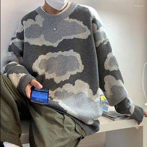 Herrtr￶jor Neploha Men's Retro tr￶ja Autumn Winter Cloud Graphic Casual Korean O Neck Streetwear Male Pullovers Vintage Man Tops