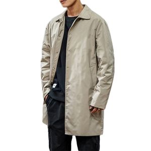 Men's Jackets Spring Single Breasted Medium-Long Trench Coat Male Solid Color Khaki Windbreaker Plus Size 4XL 5XL 220920