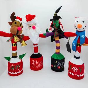 Nouveau jouet électrique Santa Snowman Dancing Cactus Sand Sculpture Twisting Electric Plush Toys apprenant à parler et à chanter Doll