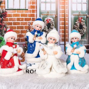 Christmas Decorations 30cm Christmas Decoration Girl Dolls Sing and Dance Plush Characters Kids Toys Birthday Gifts For Xmas Home Year Ornaments 220921