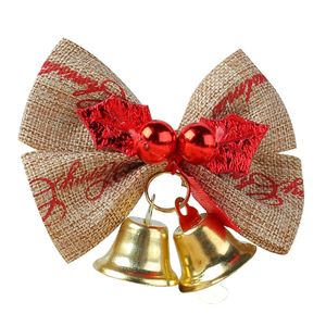 Juldekorationer 100pcslot grossist mini jingle klocka med bowknot träd ornament diy tillbehör för 220921