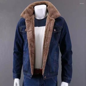 Giubbotti da uomo di grandi dimensioni S-6XL 112 kg 2022 grande collo in pelliccia sintetica Jean inverno caldo denim cappotti da uomo in pile più spesso