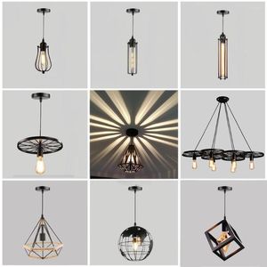 Pendant Lamps Vintage Industrial Lights Hanging Lamp Modern Nordic Black Iron Cage Retro Loft Metal Edison E 27 Indoor Lighting