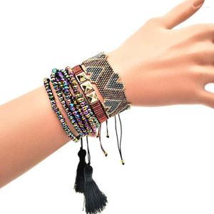 Очарование браслетов GO2BOHO VINTAGE BRACETET MIYUKI для женщин Стеклянные шарики Pulseras Mujer Moda Heart Jewelry Хрустальная кисточка