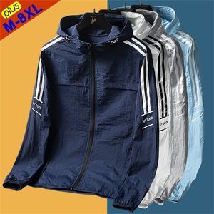 Men's Jackets 8XL Jackets Men Women Windbreaker Couples Coats Female Sunscreen Clothes Summer Ultrathin Cycling Running Wearing Male Sport Top 220921