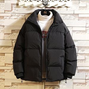 Herr ner herrparkas män harajuku färgglad bubbla kappa vinterjacka fin herr streetwear hip hop parka koreanska svarta kläder