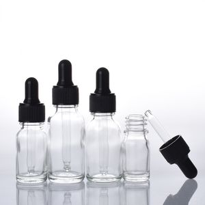 Transparent Cosmetic Essential Oil Packaging Glass Dropper Bottles 5ml 10ml 15ml 20ml 30ml 50ml 100ml