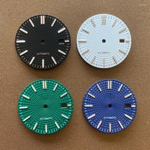 Watch Repair Kits 31.8mm Modified Dial NH35 Green Luminous For Movement Gold Silver Strip Nails With S LOGO