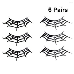 Yanlış Kirpikler 6 Çift Makyaj Sanat Decoupage Örümcek Web Cadılar Bayramı Performans Karnavalı için Sahte Uzatma