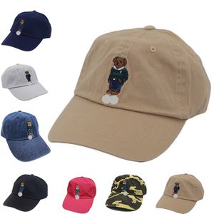 볼 캡 클래식 야구 폴로 모자 야구 모자 파란색과 녹색 스트라이프 스웨터 베어 자수 모자 야외 모자 새로운 태그 도매 T230224