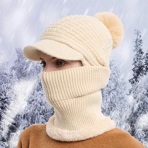 ベレー帽の女性冬の前かがみけいれん暖かい帽子ウールキャップスカーフ統合プルオーバーかわいい屋外耳の保護格子縞のトラッパー帽子