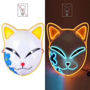 Parti Maskeleri Cadılar Bayramı EL Renk Neon Cosplay LED Parlayan Anime Kedi Karanlıkta Glow DJ Kulübü Sahne 220.920