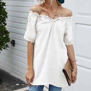 Women's Blouses Women's & Shirts Women Blouse Ladies Off Shoulder Top Lace Short Sleeve Boat Neck Tops Fashion Womens And Blusas