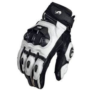 Cinco Dedos Luvas Luvas de Motocicleta Preto Racing Genuíno Couro Moto Branco Road Racing Team Luva Homens Verão Inverno 220921