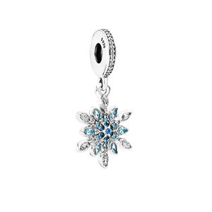 Funkelnder Schneeflocken-Anhänger-Charm, authentisches Sterlingsilber-Armband, Armreif, Halskette, Charms, Originalverpackung für Pandora-Frauen-Schmuckzubehör