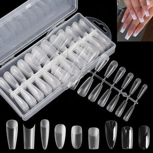 Falska naglar 240st Clear Semi-Matte Almond Coffin Full/Half Acrylic Square Nail Tips For Extension Tip Manicure Tool