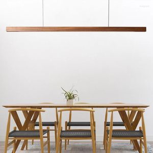 Pendant Lamps Solid Wooden Lights LED Wood For Dining Living Room Droplight Kitchen Office Shop Long Strip Hanging Lamp
