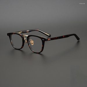 サングラスフレーム日本の手作りデザイナーブランドの眼鏡眼鏡の酢酸メンアセテート近視眼鏡女性レトロスクエアアイウェア