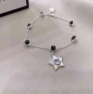Charm Bracelets S925 silver simple style bracelet pointed star cat spinel for men and women exclusive Design jewel Exclusive sale5S72