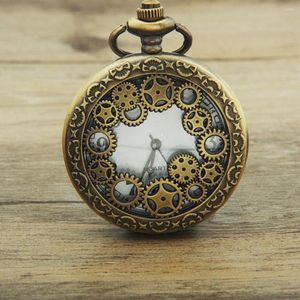 Pocket Watches Retro Watch Hollow Gear Antique Pendant Arabics Numbers Quartz Analog Gift