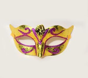 Zufällige Farbe gesendet Party Maske Männer Frauen mit Bling Gold Glitter Halloween Maskerade venezianische Masken für Kostüm Cosplay Mardi Gras RRE14781