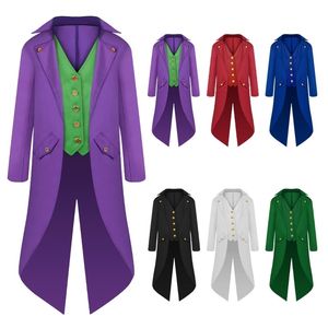 Erkek Suit Blazers Retro Tailcoat Suit Bowtie Ceket Gotik Steampunk Uzun Victoria Frock Coat Tek Göğüslü Yutuk Üniforma Aldult Kid 220920