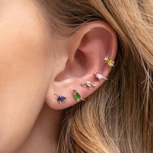 Stud Earrings Lovely Colorful Rhinestone Dinosaur For Women Girls Party Fashion Unusual Ear Rings Jewelry Cute Animal Earring