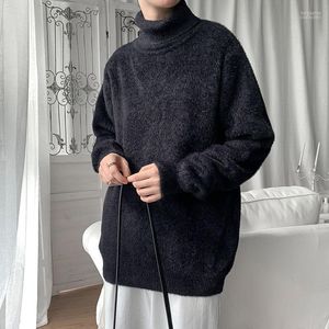 Suéteres masculinos 2022 Winter High Collar Trowitting Wool Fabric Slim Fit Pullover Homme Cashmere Turtleneck Casacats M-3xl