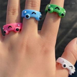 Cluster Rings Cute Lovely Animal Style Cartoon Ring Frog Resin Men's Women's Party Banquet Jewelry Anniversary Gift