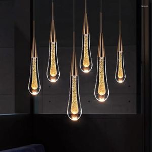 Lampade a sospensione Modern Crystal Led Lampadario Illuminazione Hanglamp Drop Light Ristorante Bar Scala Lampada LOFT Art Fixtures